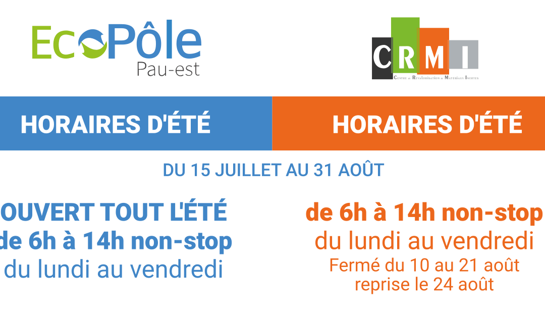 Horaires d&rsquo;été 2026 : Écopôle & CRMI